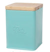 Square Vintage Tin Containers w/ Wooden Lid Tea / Turquoise